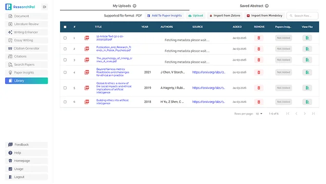 Research Library Interface View 1