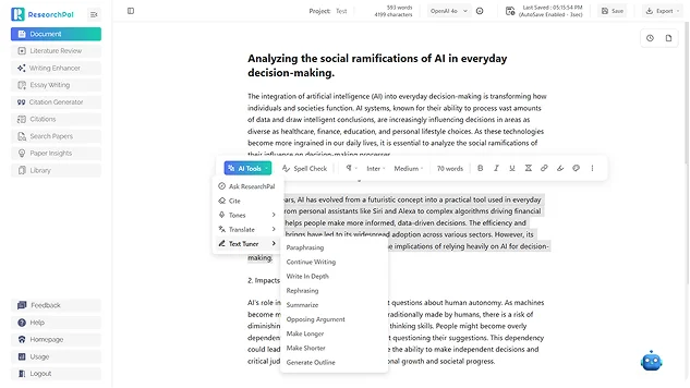 AI-Powered Editor Tools Interface